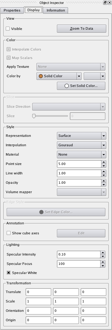 Object Inspector Display